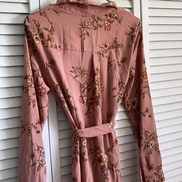 NWT Forever 21 Mauve Floral Button Dress w/Tie - Picture 6 of 6
